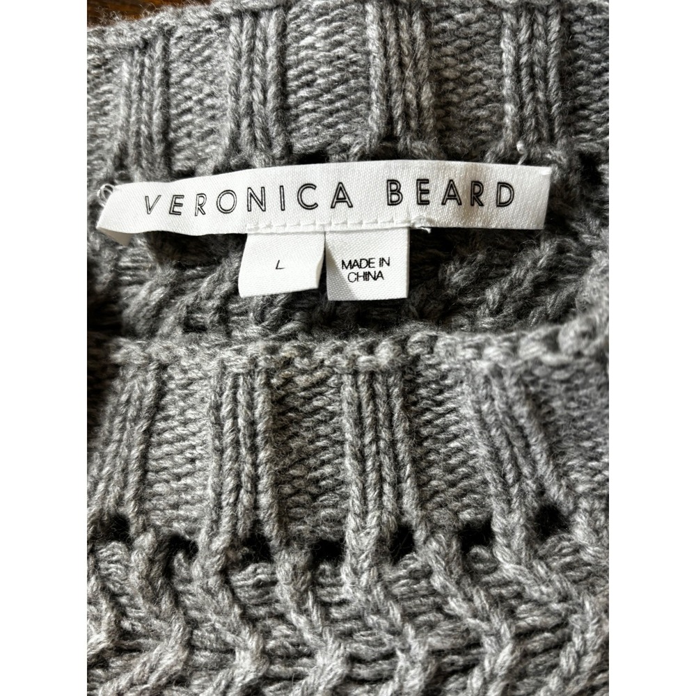 Veronica Beard Pinkett Gray Mélange Pointelle Mock Neck Sweater Vest Womens L - Picture 6 of 16
